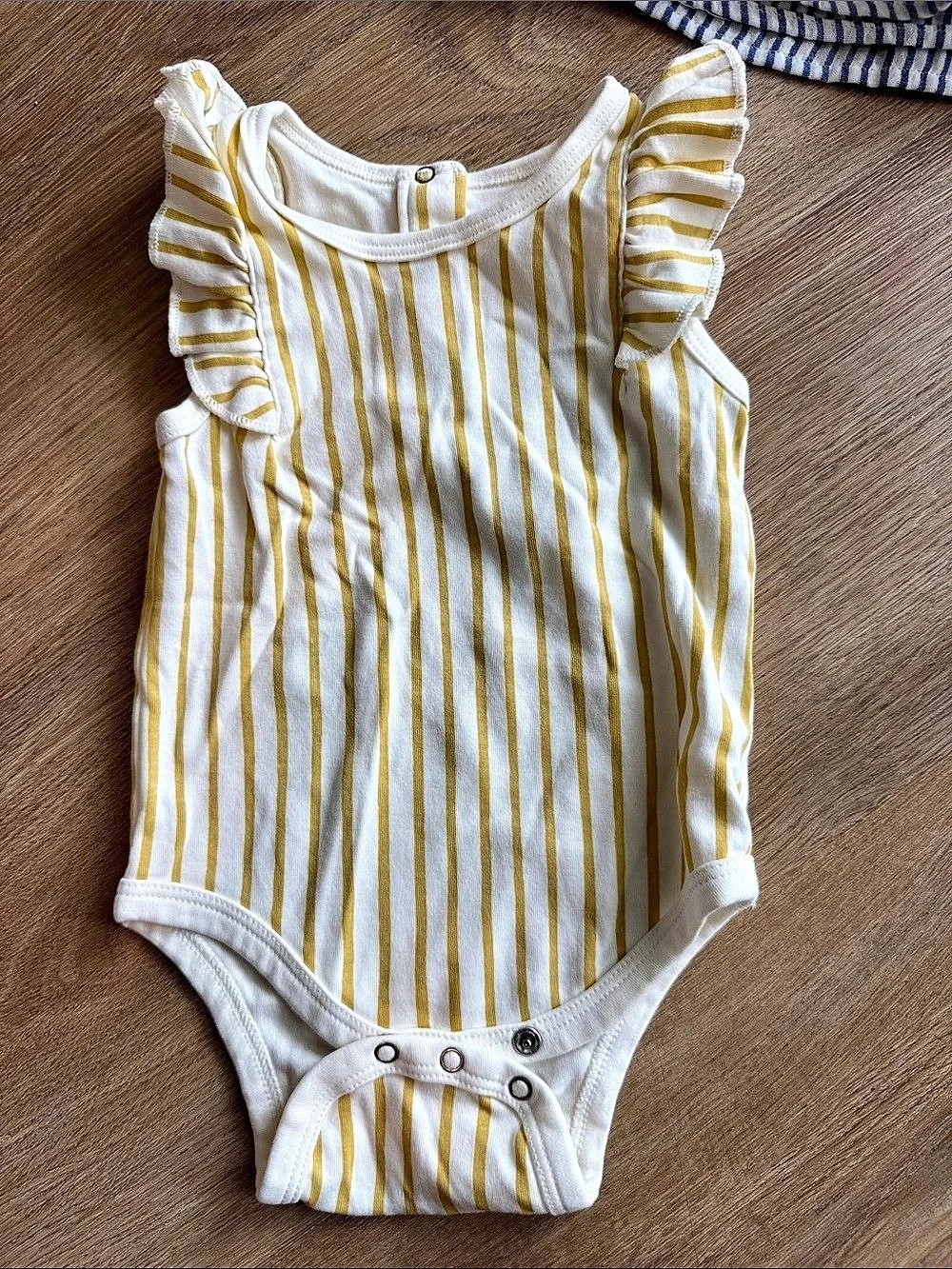 pehr Baby Organic Cotton Striped Bodysuit Yellow & White 6-12M